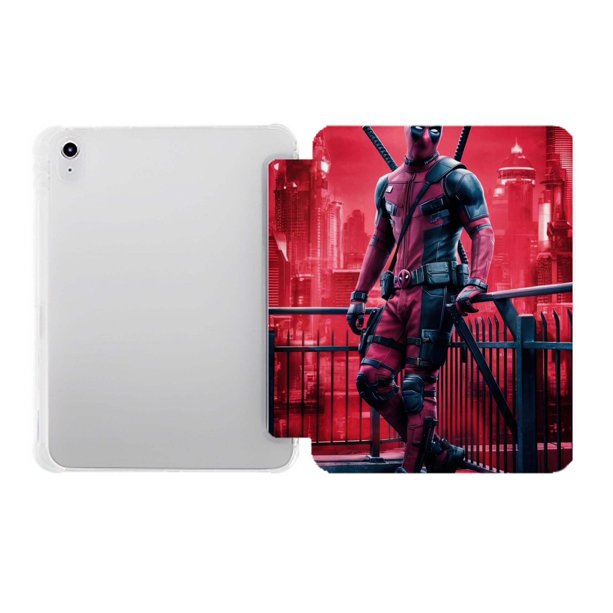 （画像用） Deadpool デッドプール IPad ケース ペン収納付き 三つ折りスタンド PUレザー×シリコン 対応機種9.5/10.5/10.9インチ